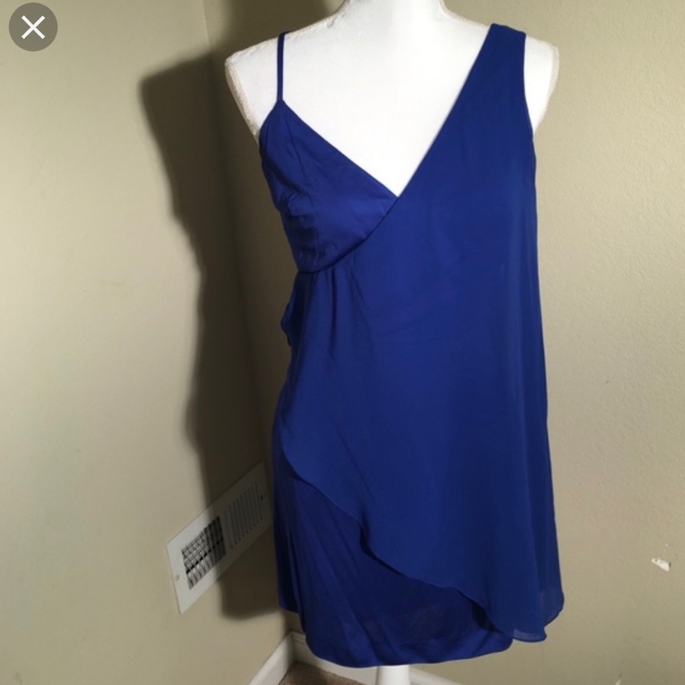 Bebe XS royal blue dress with sheer overlay